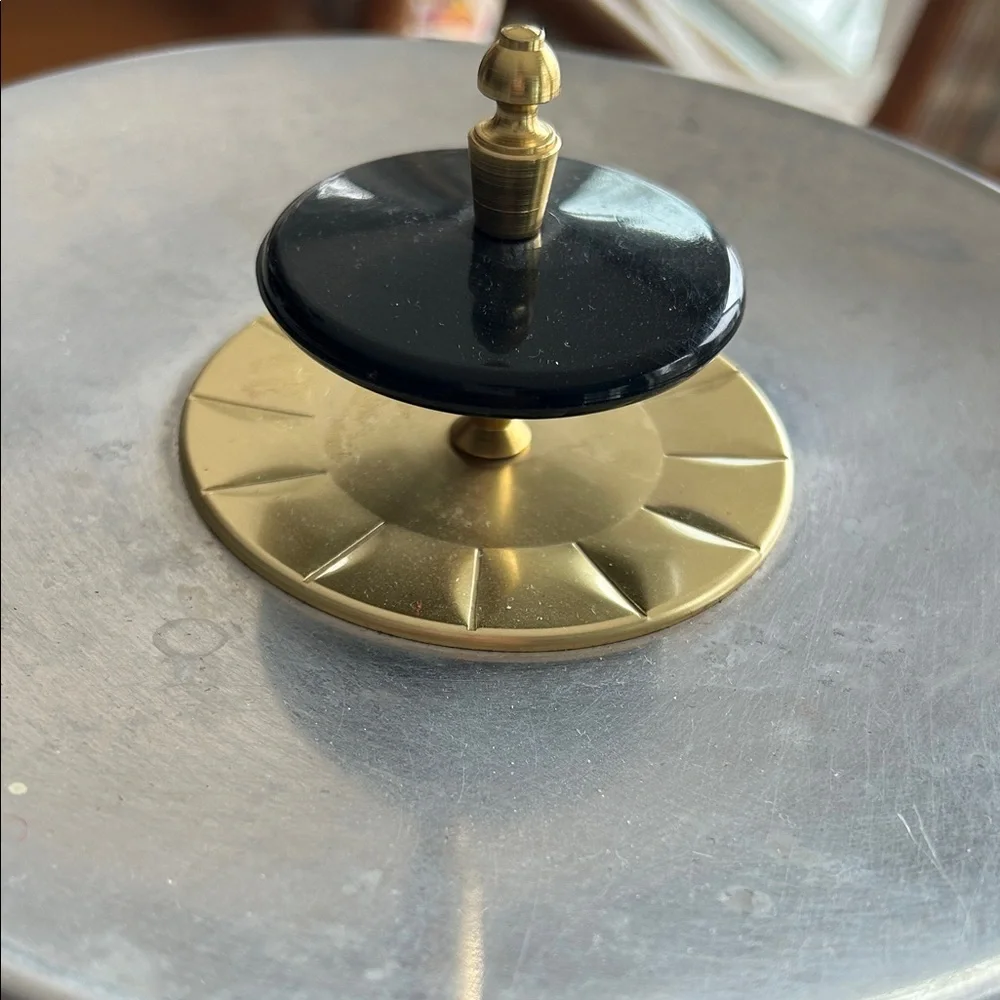 Vintage Stainless Steel Ice Bucket with Black and Gold Accents